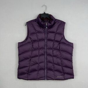 Eddie Bauer Vest Womens 2XL Purple Down Insulated Quilted Puffer Outdoor Hiking